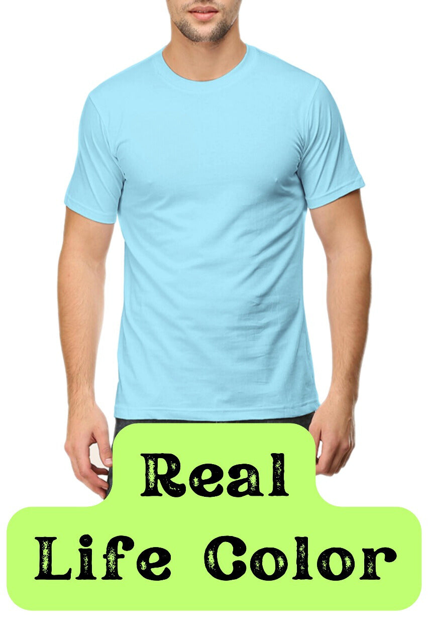 Men's Solid Round Neck Cotton T-Shirt - Baby Blue