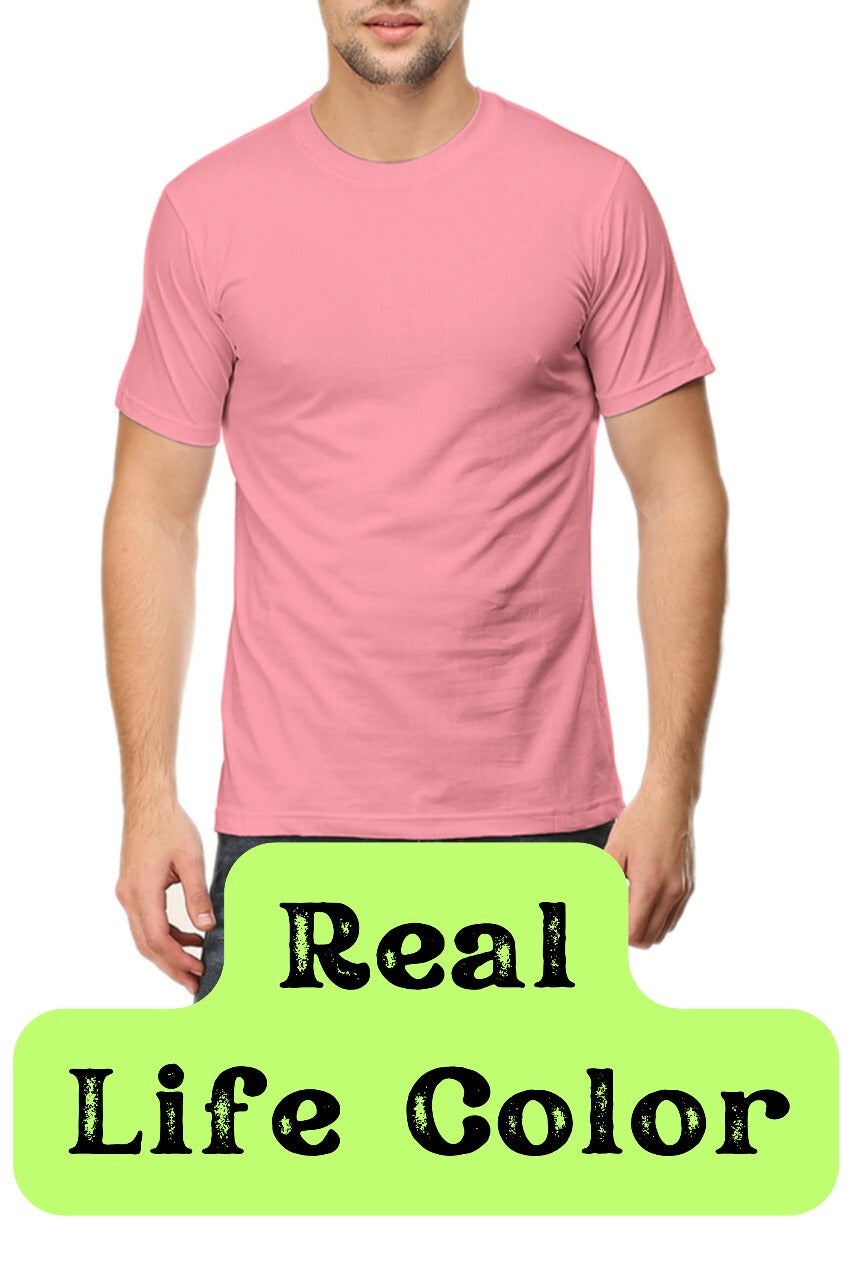 Men's Solid Round Neck Cotton T-Shirt - Flamingo