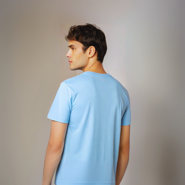 Men's Solid Round Neck Cotton T-Shirt - Baby Blue