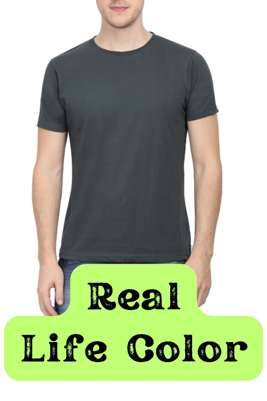 Men's Solid Round Neck Cotton T-Shirt - Steel Grey