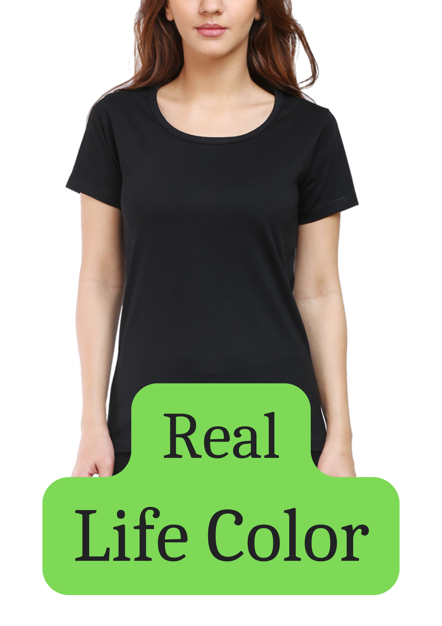 Women's Solid Round Neck Cotton T-Shirt - Black