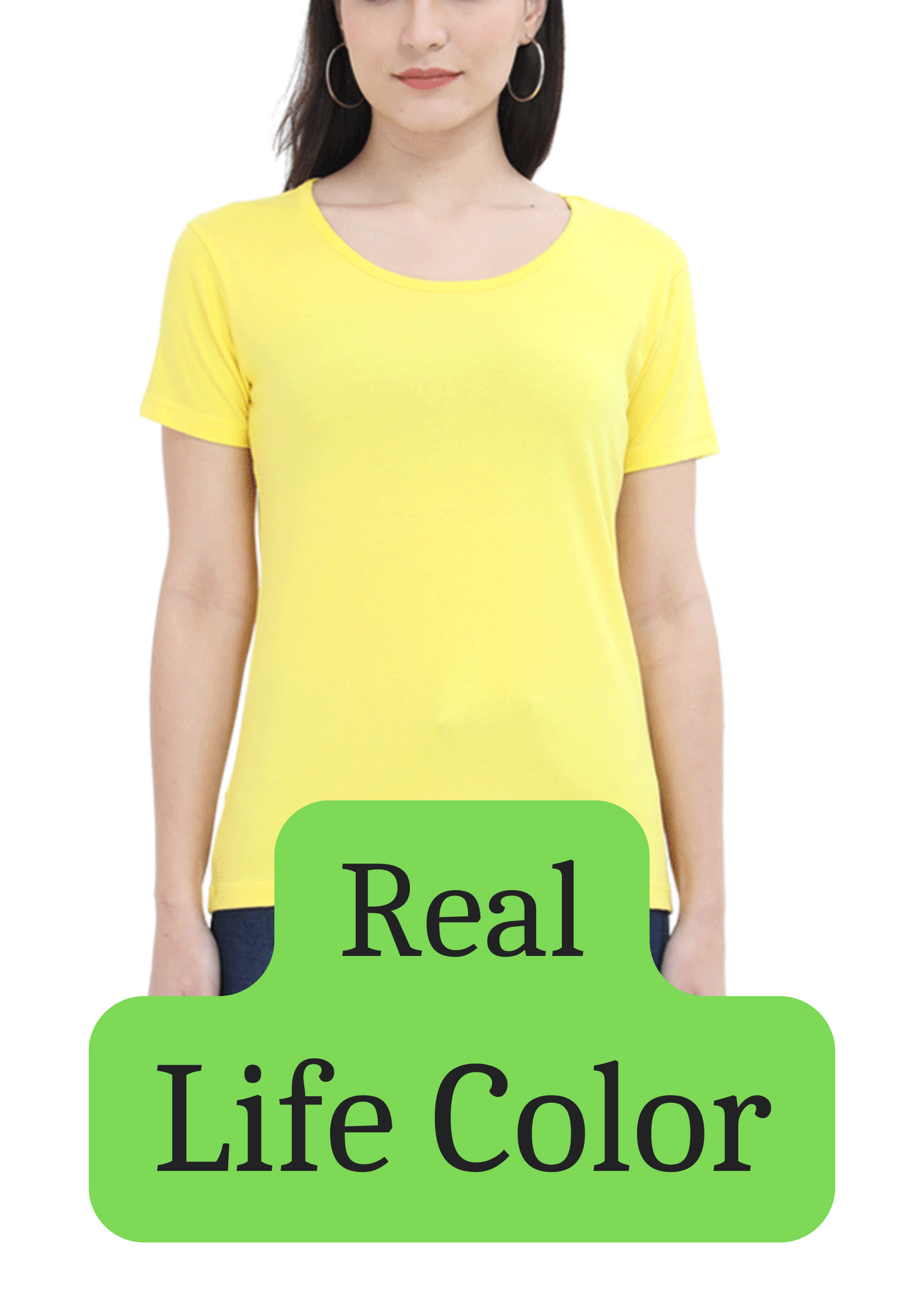 Women's Solid Round Neck Cotton T-Shirt - New Yellow