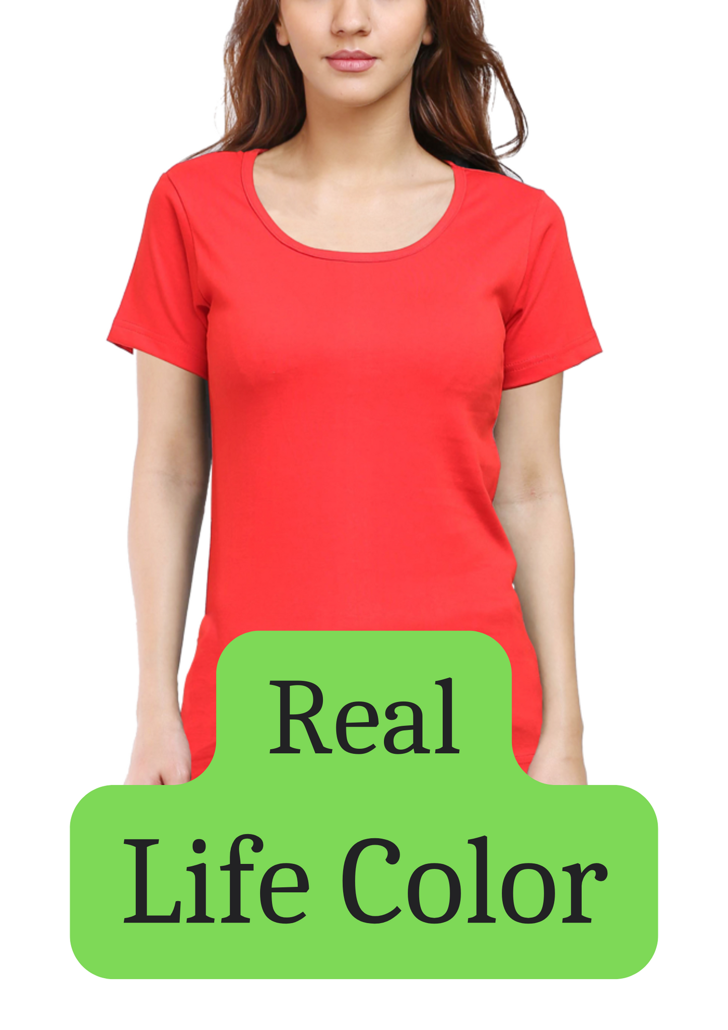 Women's Solid Round Neck Cotton T-Shirt - Red