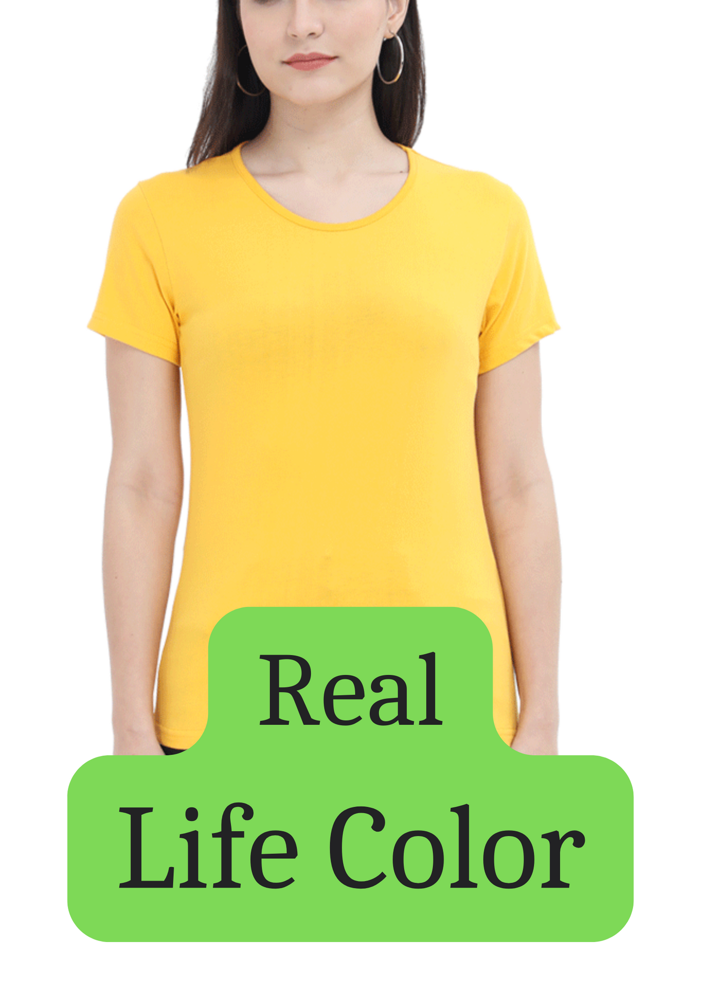 Women's Solid Round Neck Cotton T-Shirt - Golden Yellow