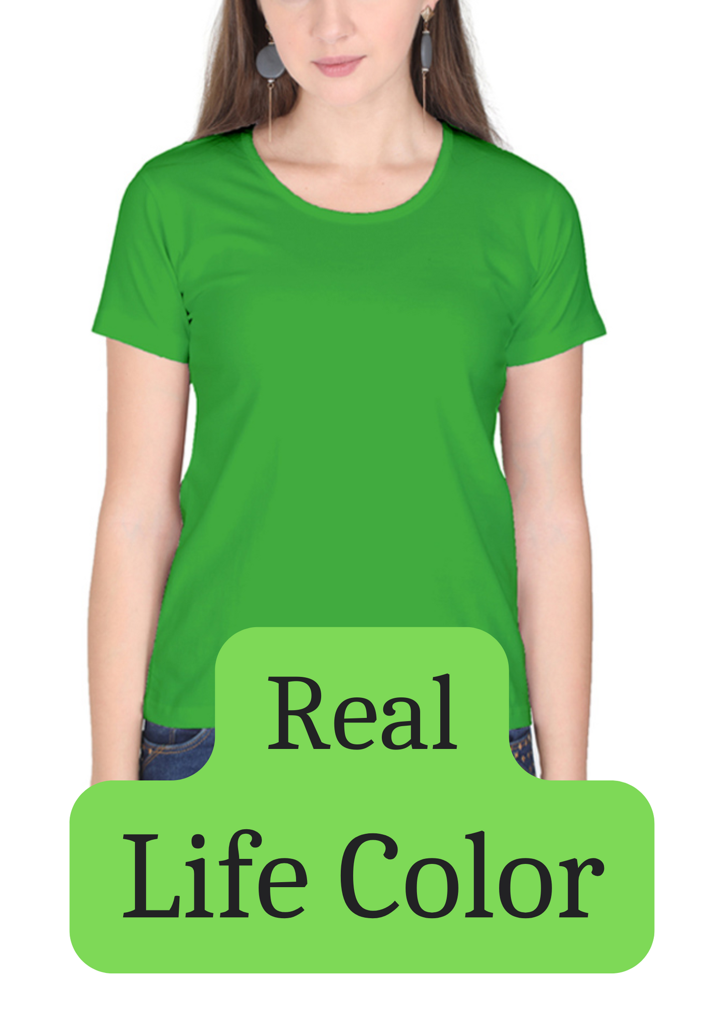 Women's Solid Round Neck Cotton T-Shirt - Flag Green