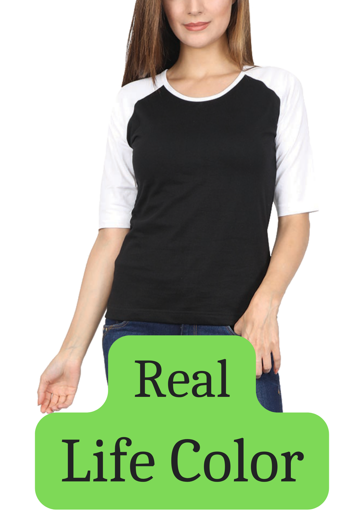 Women's Solid Raglan T-shirt - Black