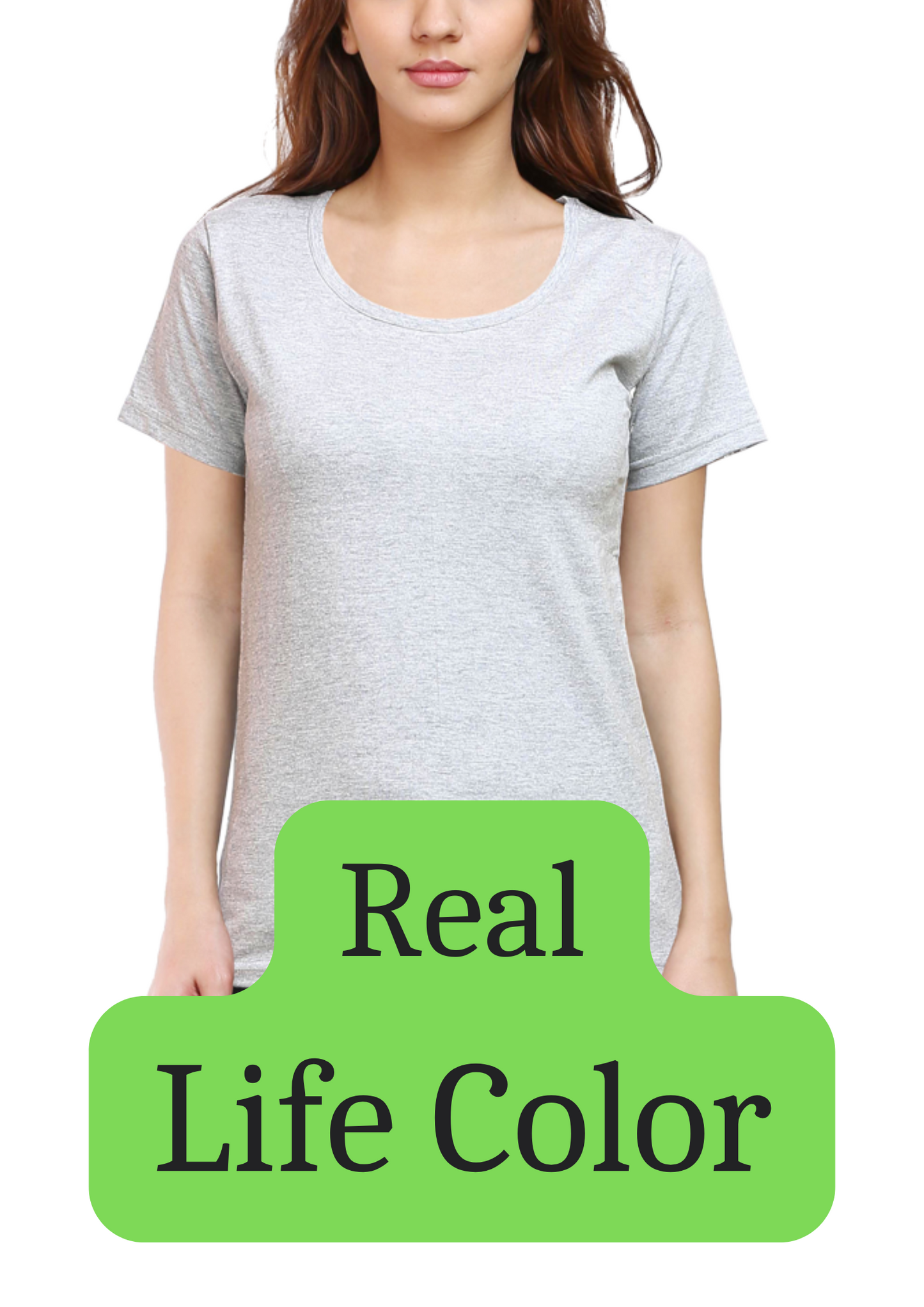 Women's Solid Round Neck Cotton T-Shirt - Grey Mélange