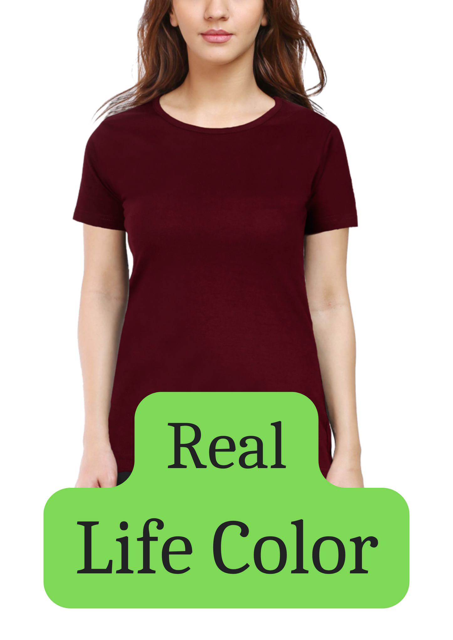 Women's Solid Round Neck Cotton T-Shirt - Maroon