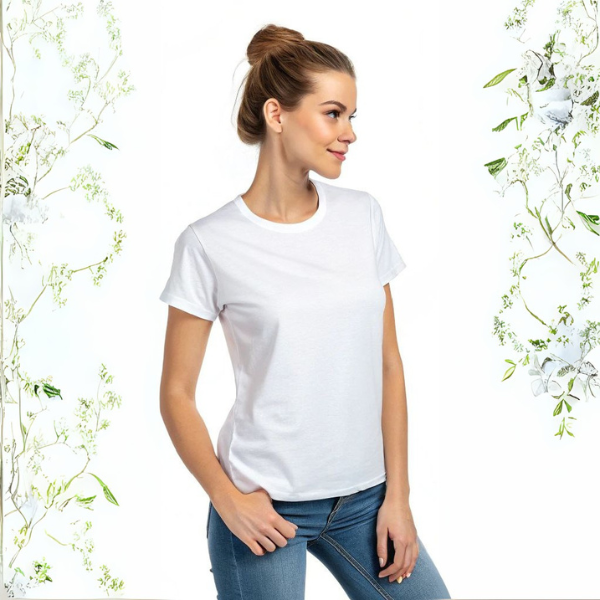 Women's Solid Round Neck Cotton T-Shirt - White