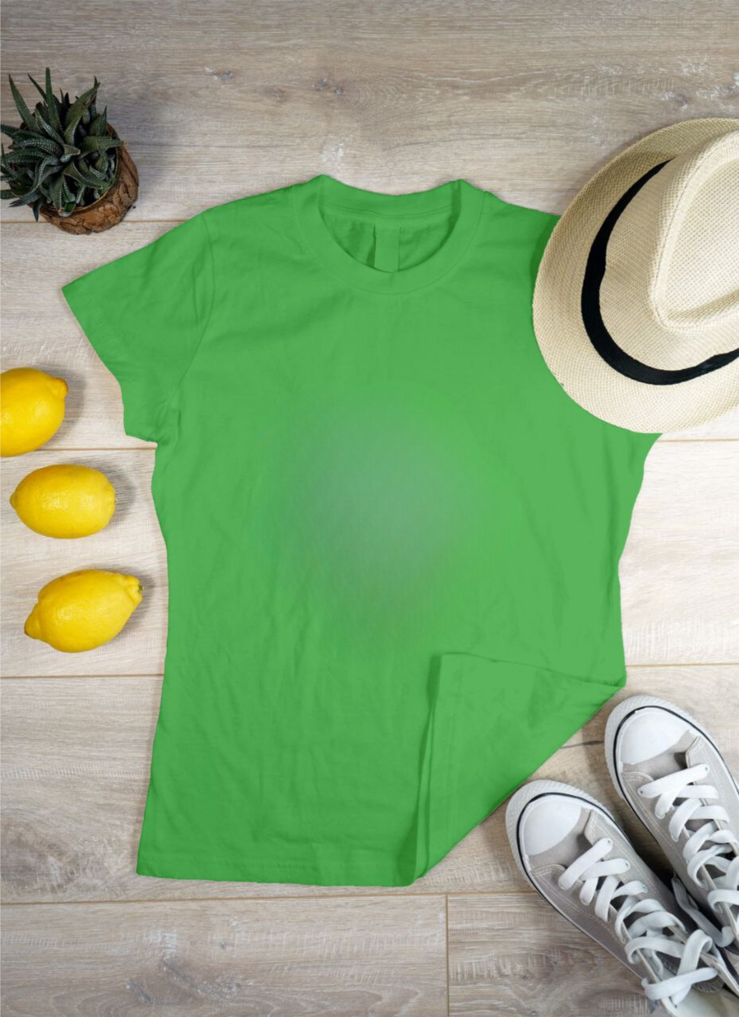 Women's Solid Round Neck Cotton T-Shirt - Flag Green