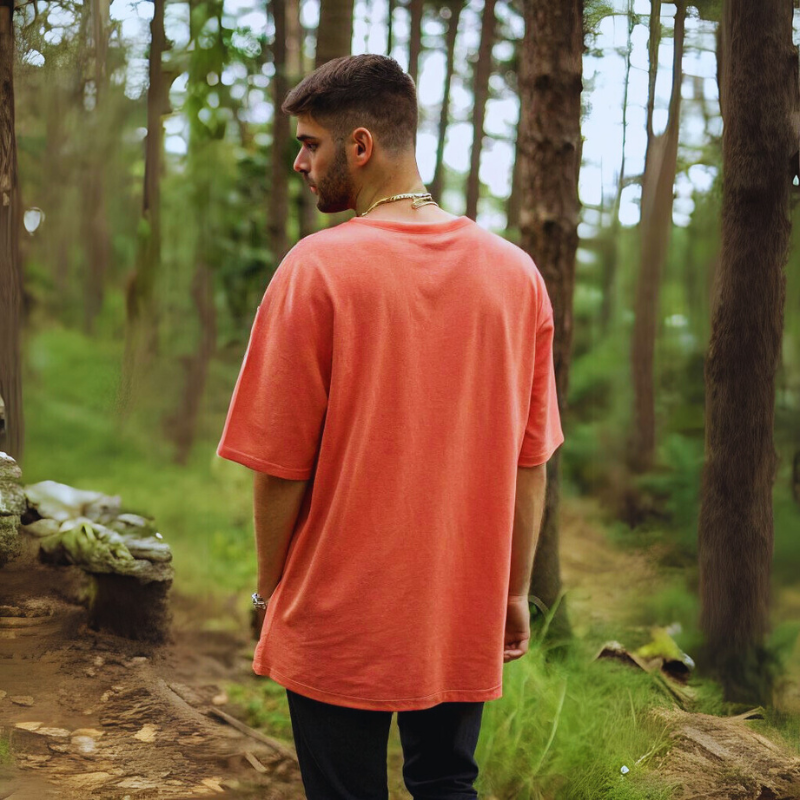 Men's Classic Oversized Tee - Coral
