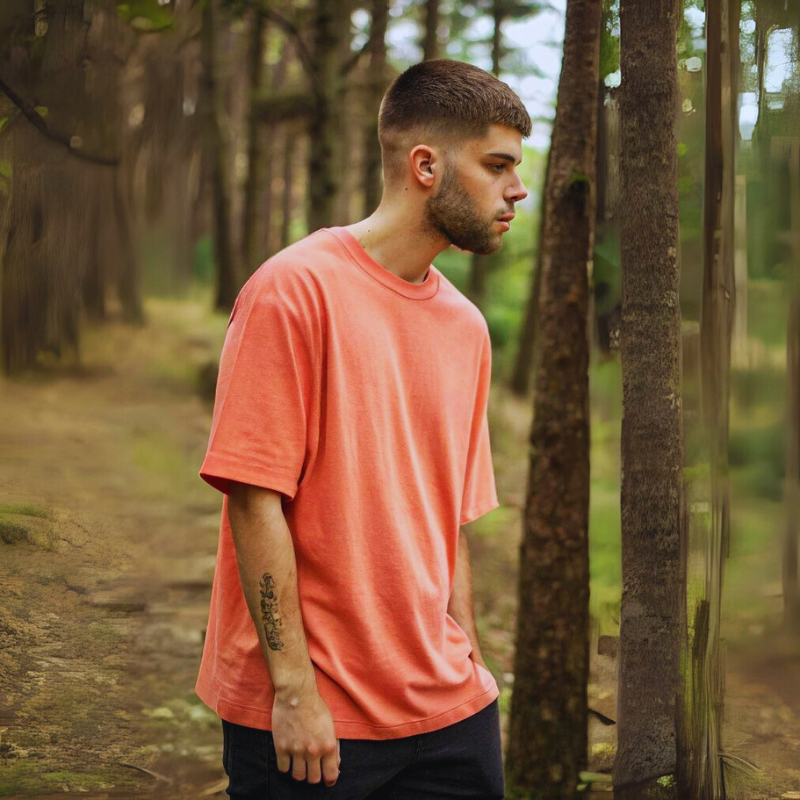 Men's Classic Oversized Tee - Coral