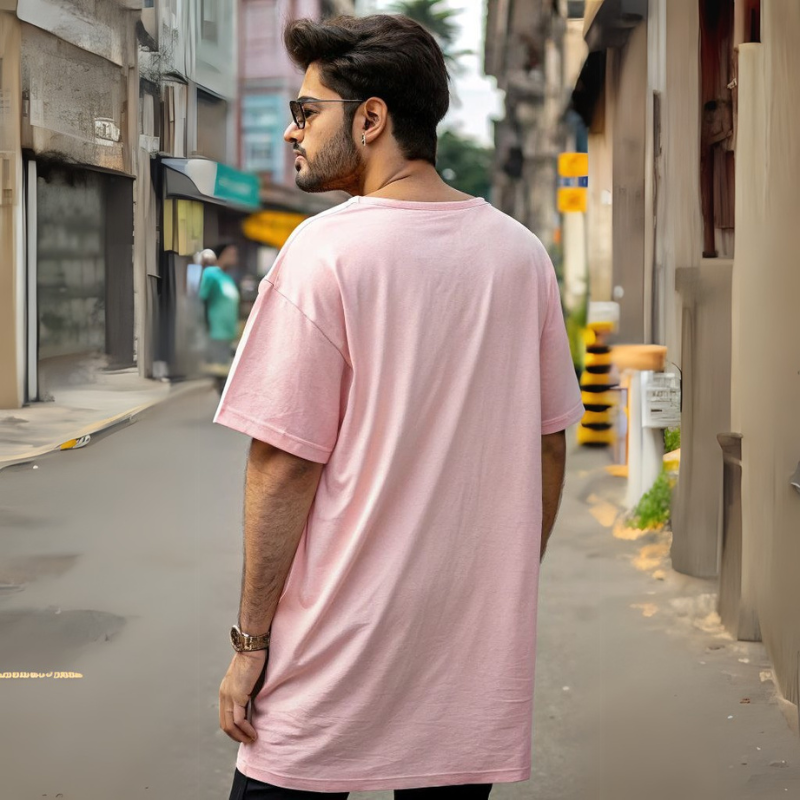 Men's Classic Oversized Tee - Light Baby Pink