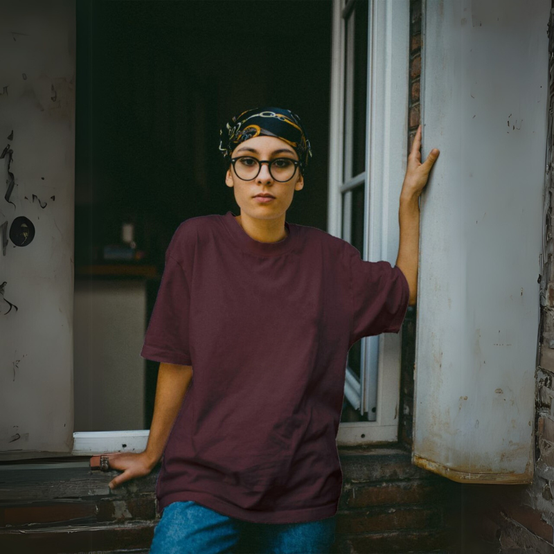 Women's Terry Oversized Tee - Maroon