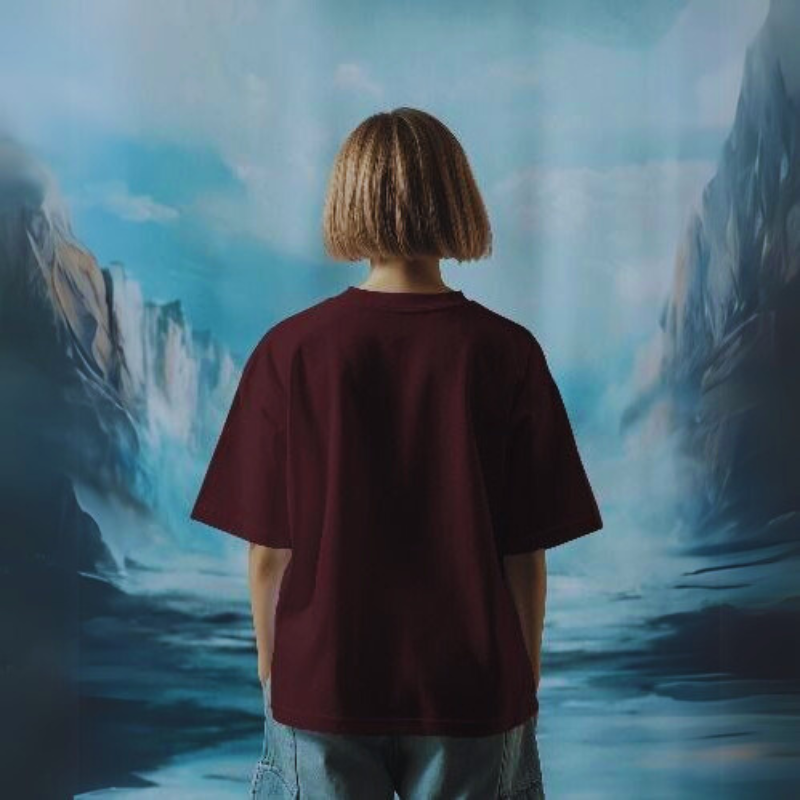 Women's Terry Oversized Tee - Maroon