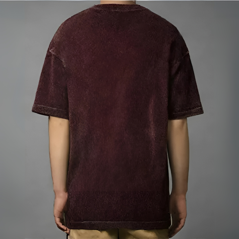 Men's Acid Wash Over Sized Tee - Maroon