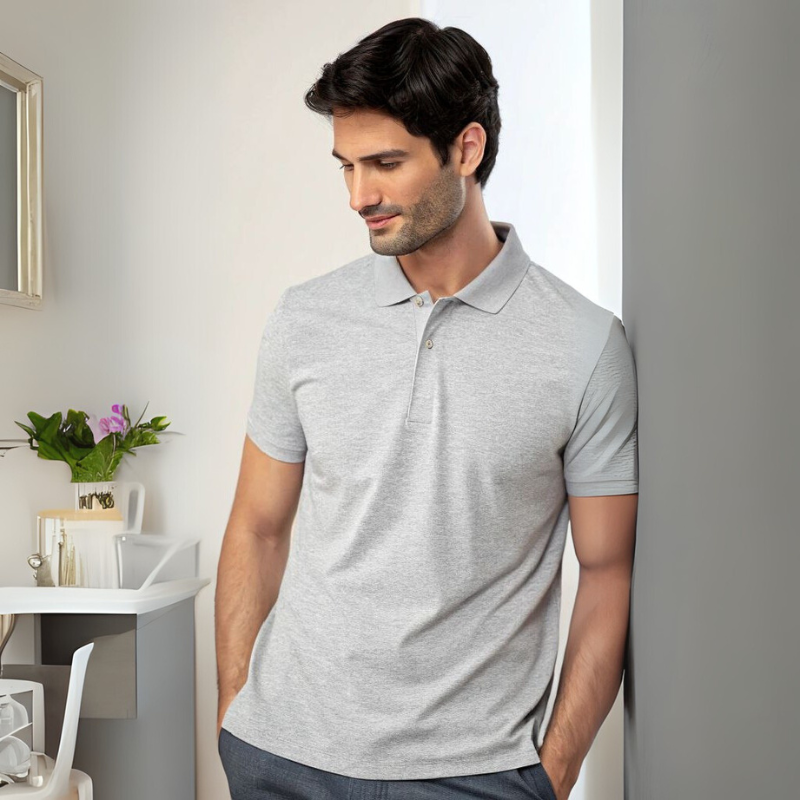 Men's Polo T-Shirt - Grey Mélange