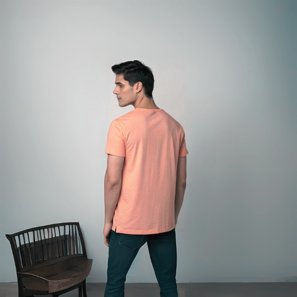 Men's Solid Round Neck Cotton T-Shirt - Flamingo