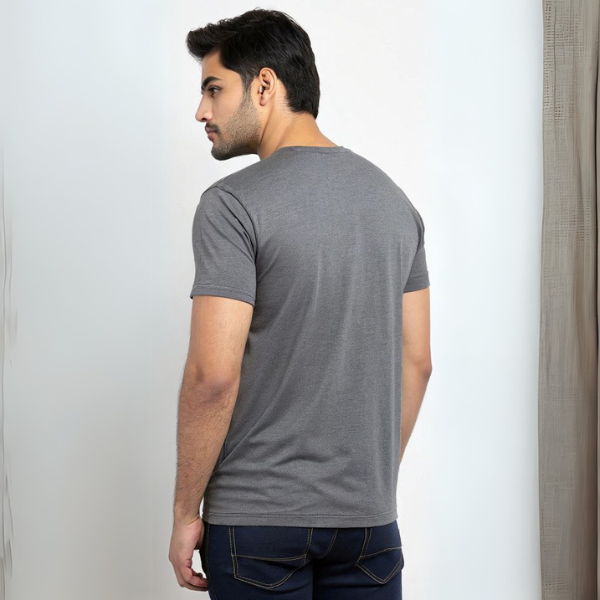 Men's Solid Round Neck Cotton T-Shirt - Steel Grey