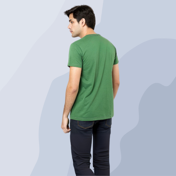 Men's Solid Round Neck Cotton T-Shirt - Flag Green