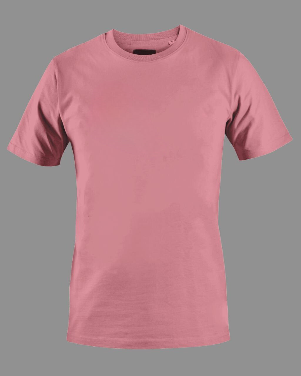 Men's Solid Round Neck Cotton T-Shirt - Flamingo
