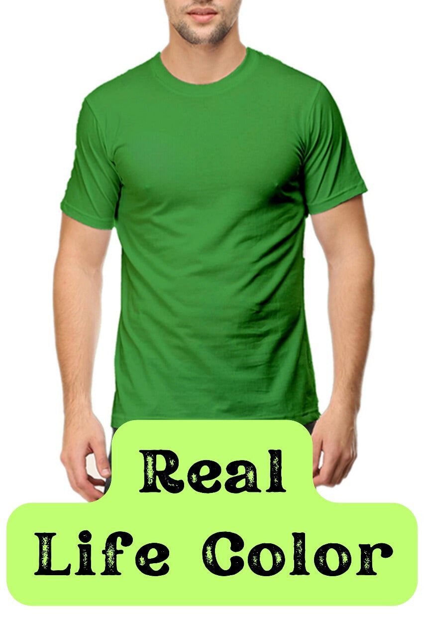 Men's Solid Round Neck Cotton T-Shirt - Flag Green