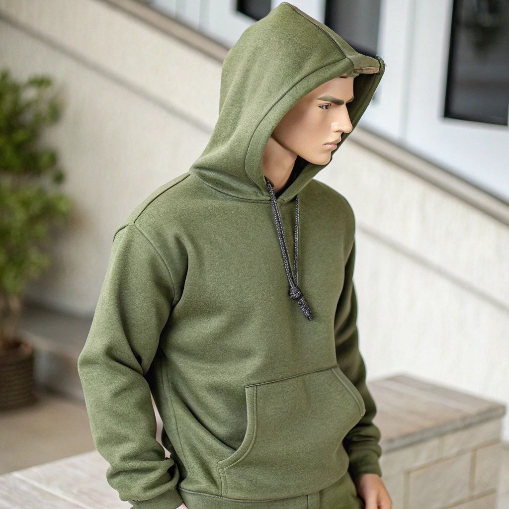 Men's Hooded Sweatshirt - Olive Green