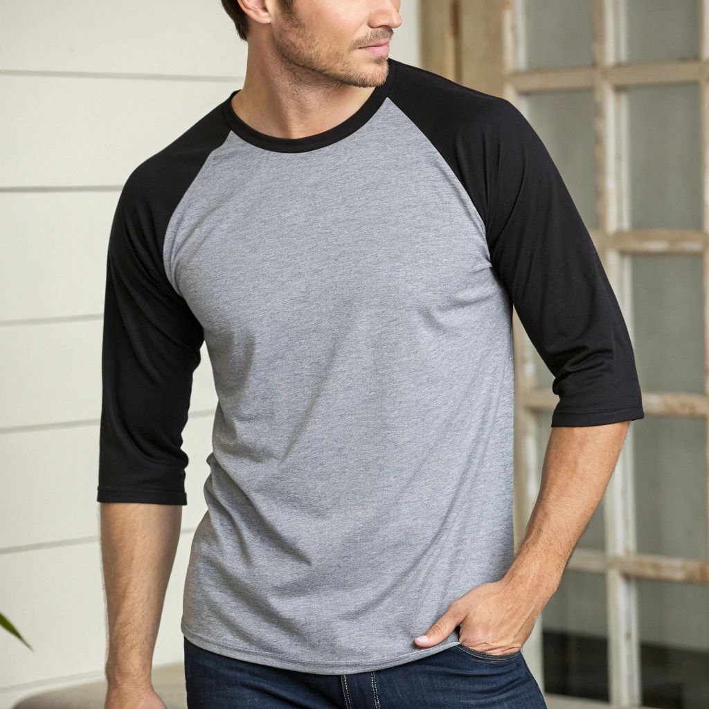 Men's Solid Raglan T-shirt - Charcoal Mélange