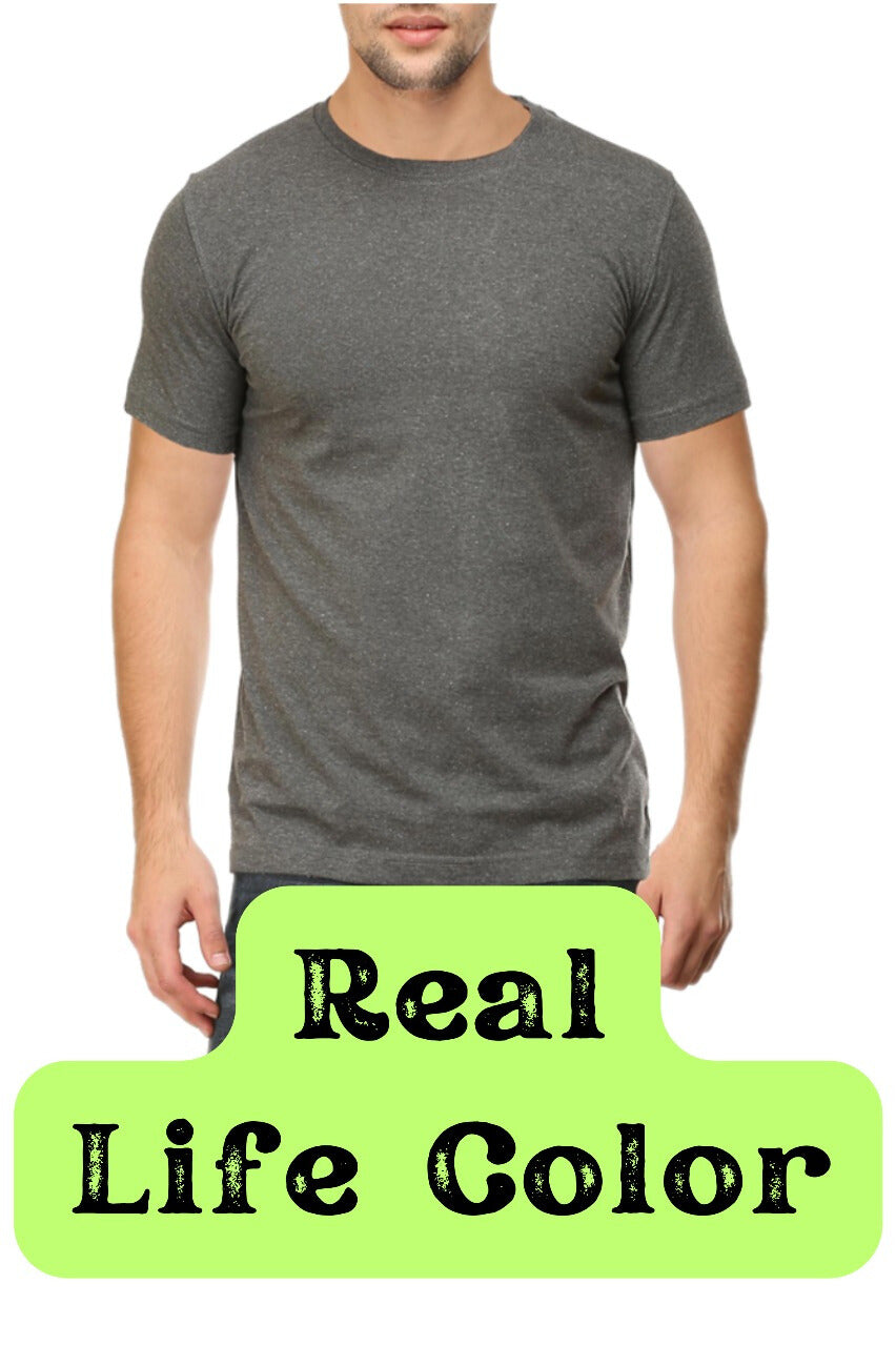 Men's Solid Round Neck Cotton T-Shirt - Charcoal Mélange
