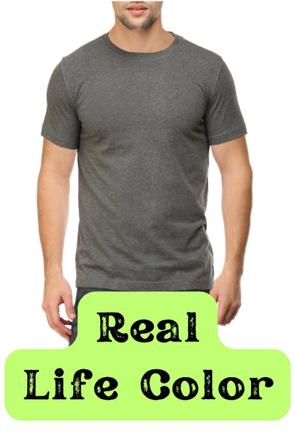 Men's Solid Round Neck Cotton T-Shirt - Charcoal Mélange
