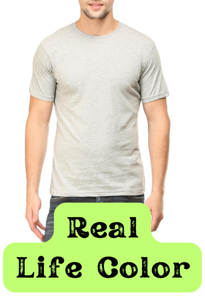 Men's Solid Round Neck Cotton T-Shirt - Grey Mélange