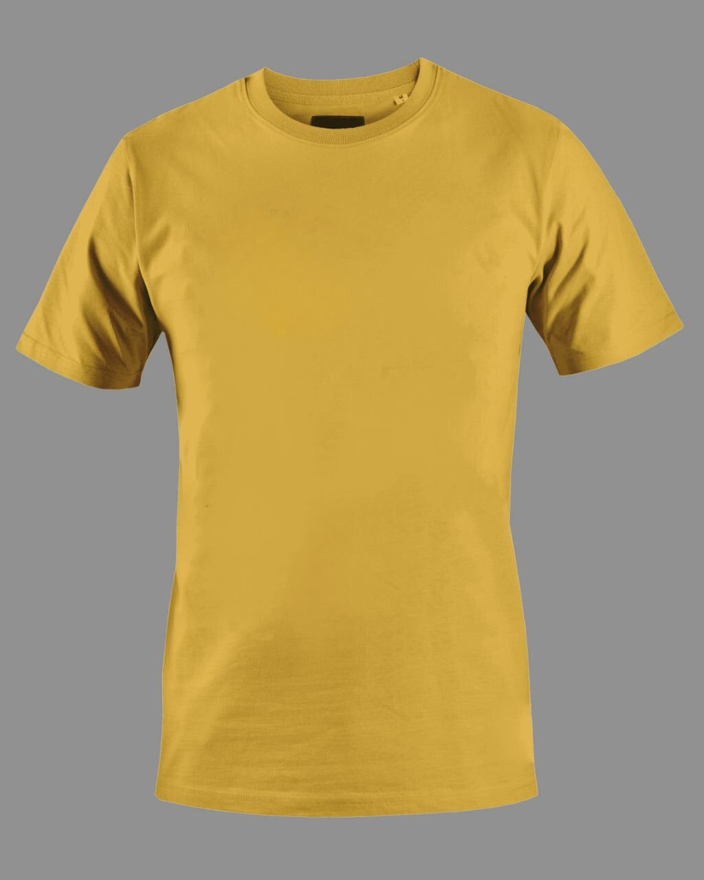 Men's Solid Round Neck Cotton T-Shirt - Golden Yellow