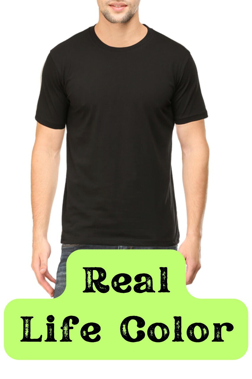 Men's Solid Round Neck Cotton T-Shirt - Black