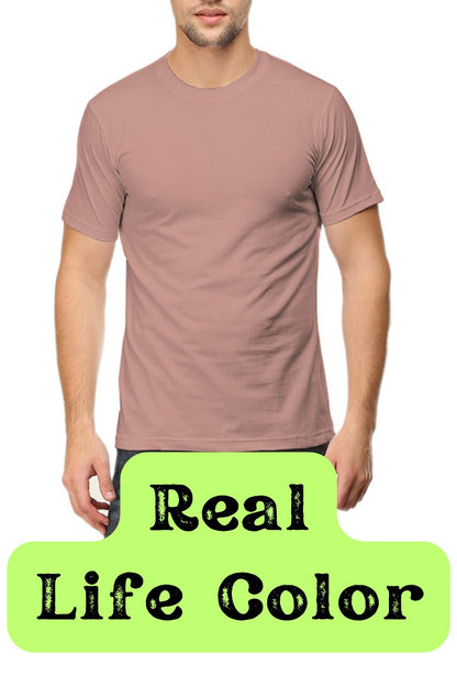 Men's Solid Round Neck Cotton T-Shirt - Mushroom