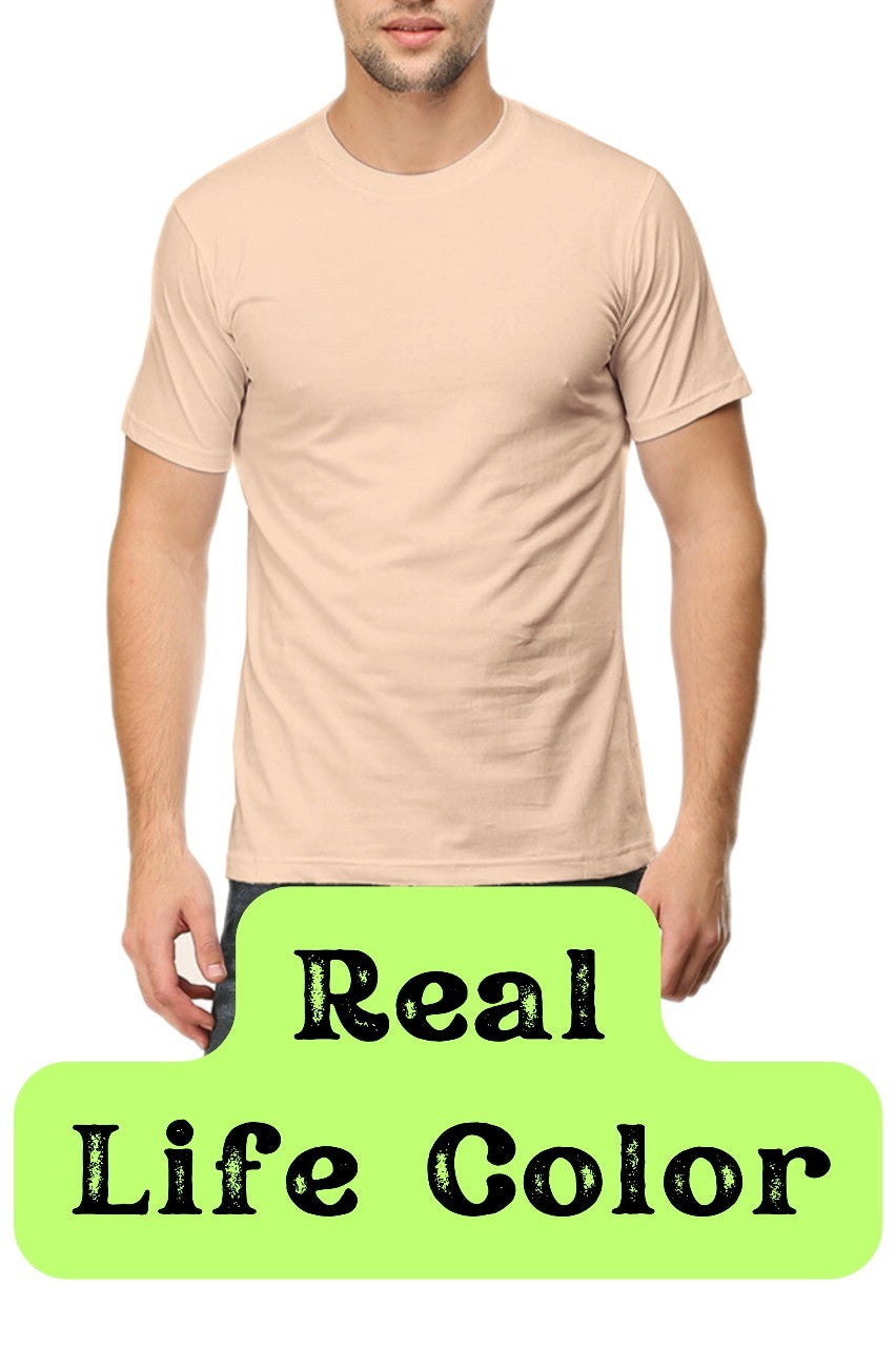 Men's Solid Round Neck Cotton T-Shirt - Peach