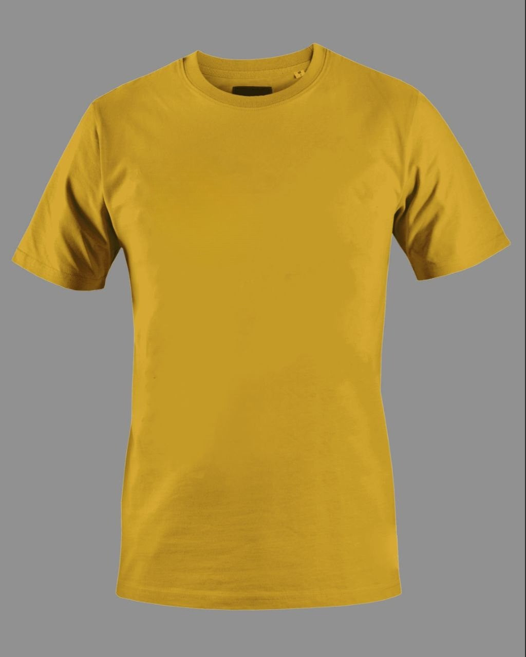 Men's Solid Round Neck Cotton T-Shirt - Mustard Yellow
