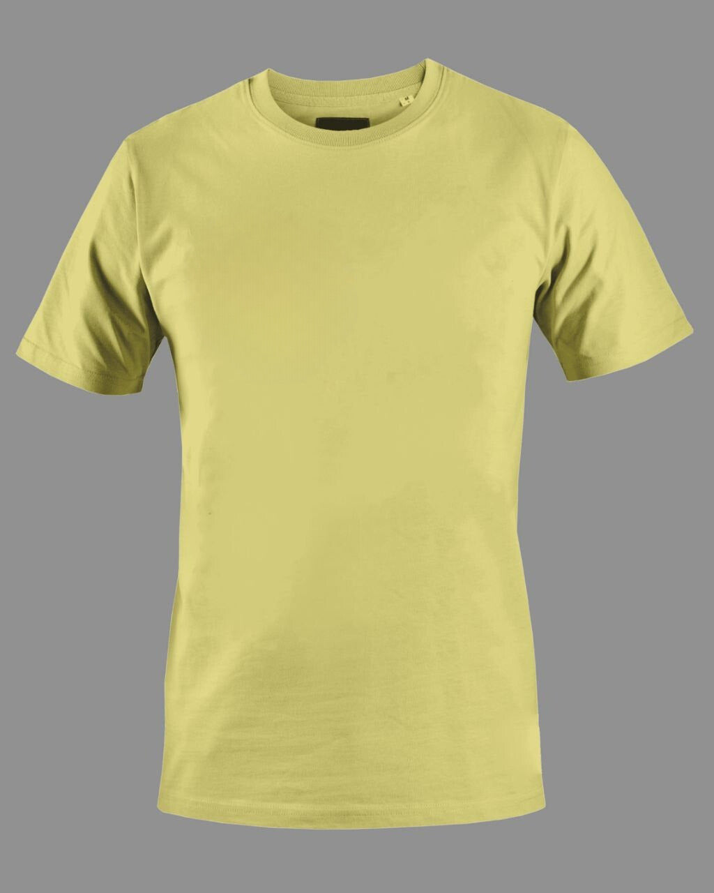 Men's Solid Round Neck Cotton T-Shirt - Yellow