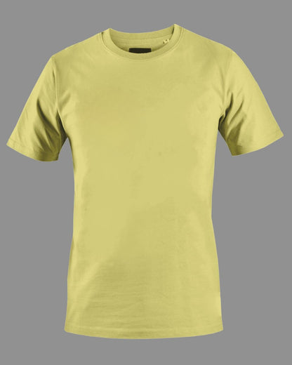 Men's Solid Round Neck Cotton T-Shirt - Yellow