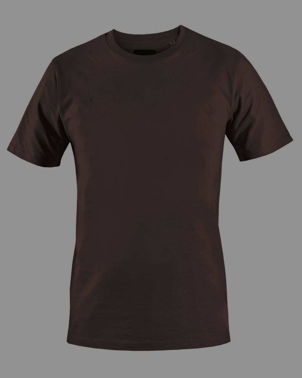 Men's Solid Round Neck Cotton T-Shirt - Coffee Brown