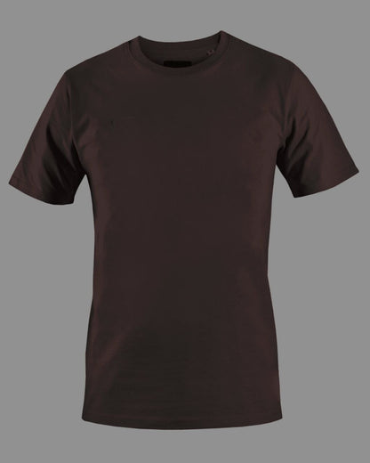 Men's Solid Round Neck Cotton T-Shirt - Coffee Brown