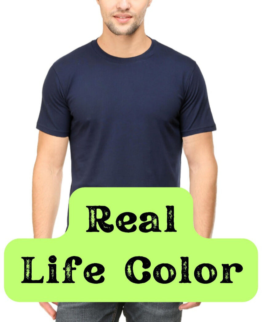 Men's Solid Round Neck Cotton T-Shirt - Petrol Blue
