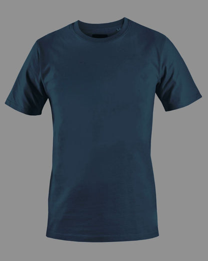 Men's Solid Round Neck Cotton T-Shirt - Petrol Blue