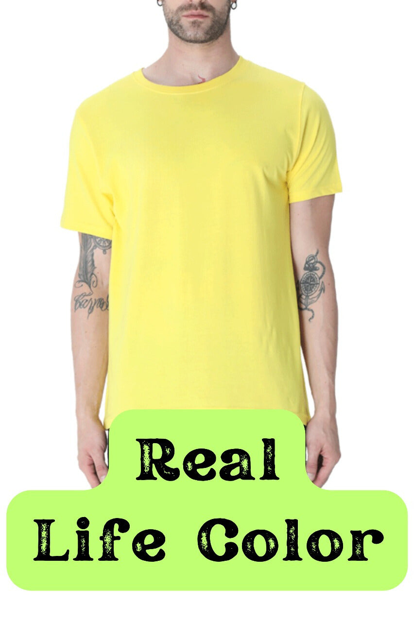 Men's Solid Round Neck Cotton T-Shirt - New Yellow