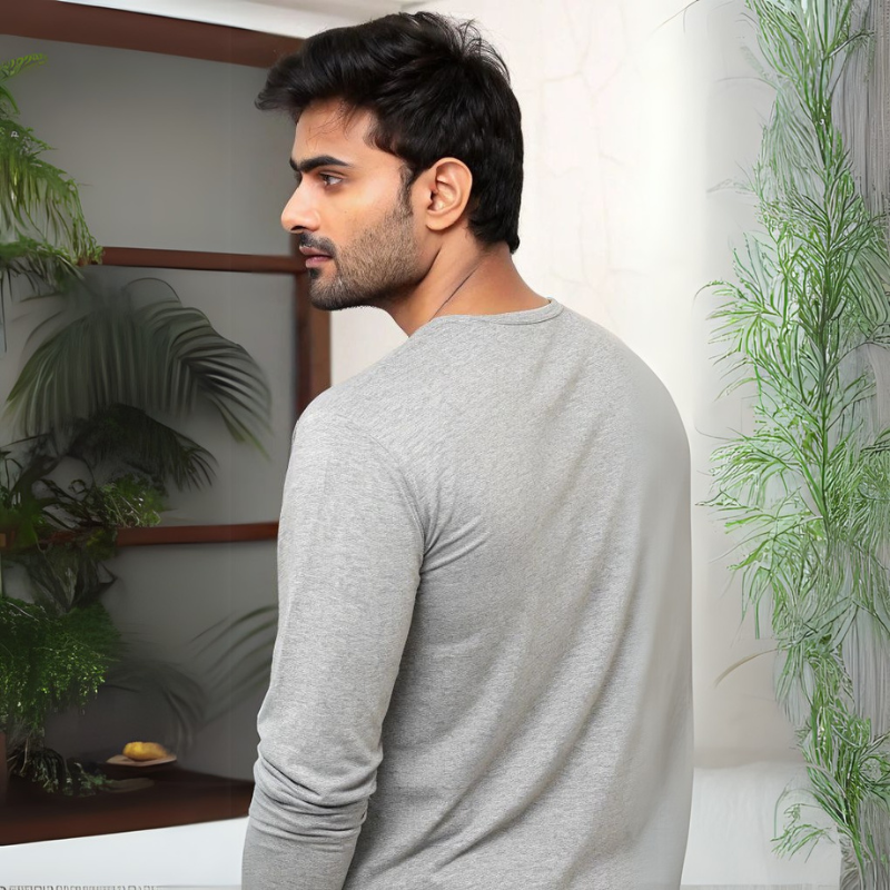 Men's Full Sleeve T-Shirt - Grey Mélange