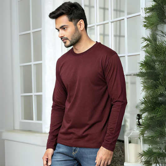 Men's Full Sleeve T-Shirt - Maroon