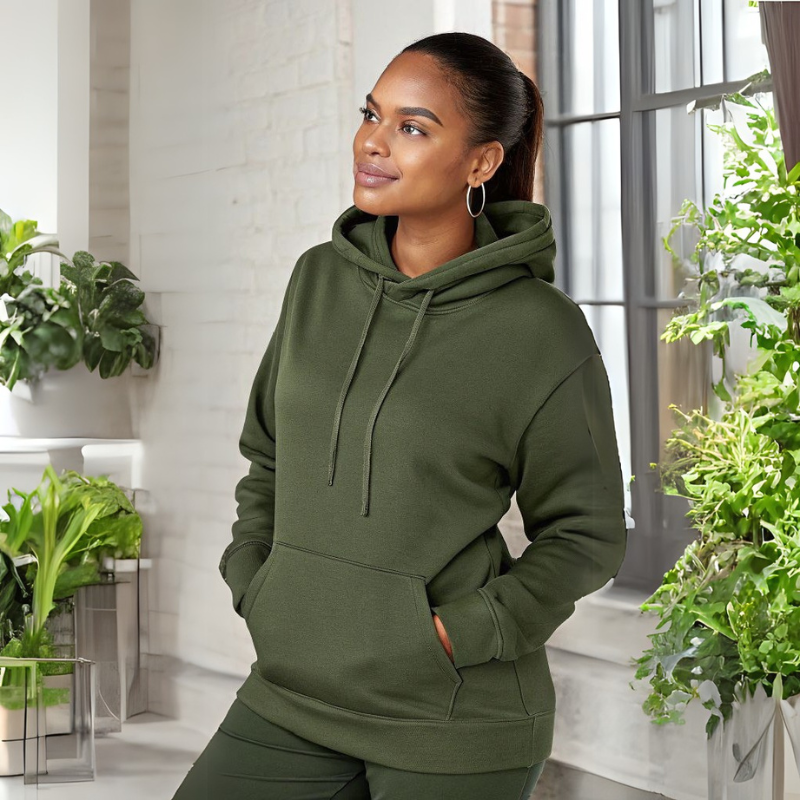 Women's Hooded Sweatshirt - Olive Green