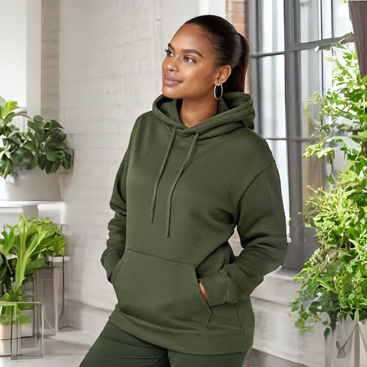 Women's Hooded Sweatshirt - Olive Green