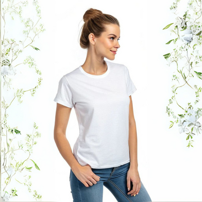 Women's Solid Round Neck Cotton T-Shirt - White