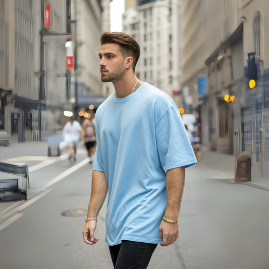 Men's Classic Oversized Tee - Baby Blue