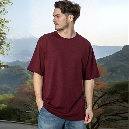 Men's Classic Oversized Tee - Maroon